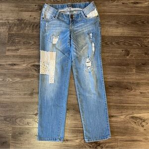 Thyme Maternity jeans floral patchwork feminine